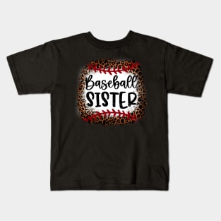 Baseball Sister Leopard Baseball Sister Kids T-Shirt